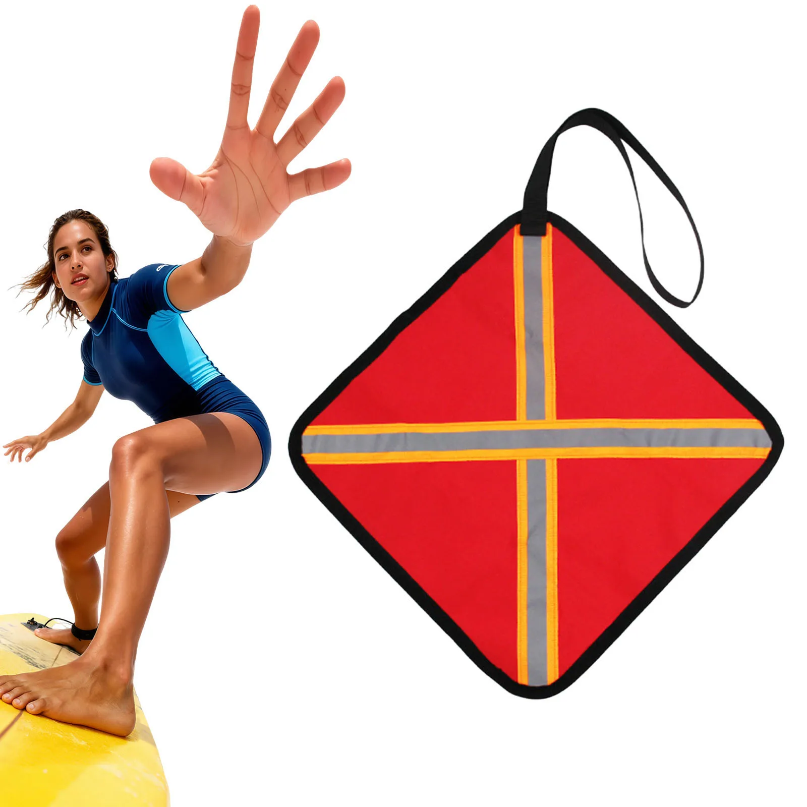 Reflective Safety Flag with Webbing Safety Boat Flag Canoe Warning Mount Flag for Kayak SUP Towing Canoe Travel Trailer Truck