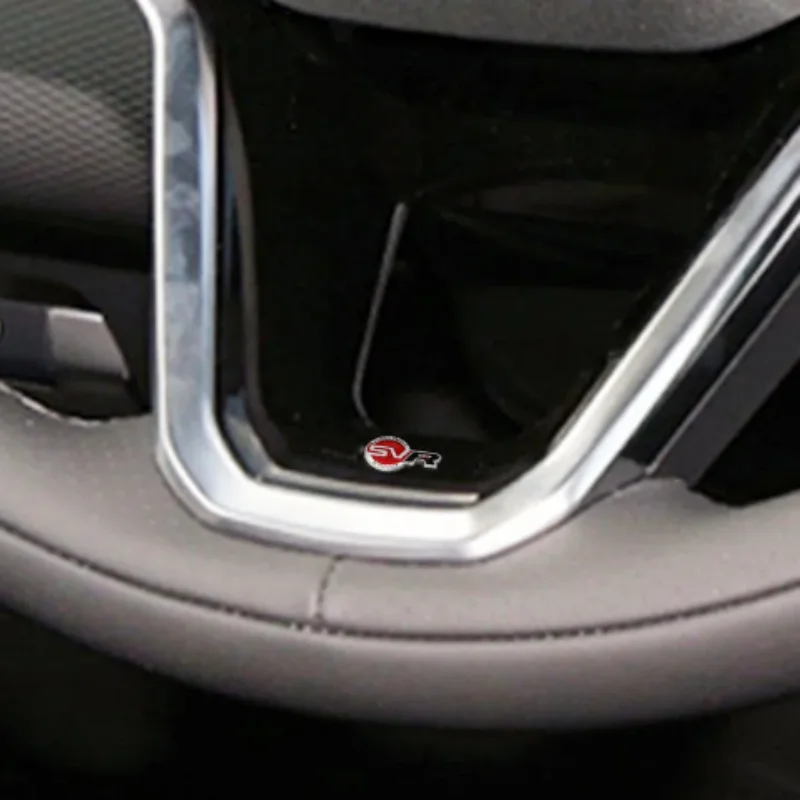 

2pcs 3D High-Quality Aluminium SVR Logo Car Steering Wheel Dashboard Emblem Sticker For Discovery Sport Evoque Defender Sticker