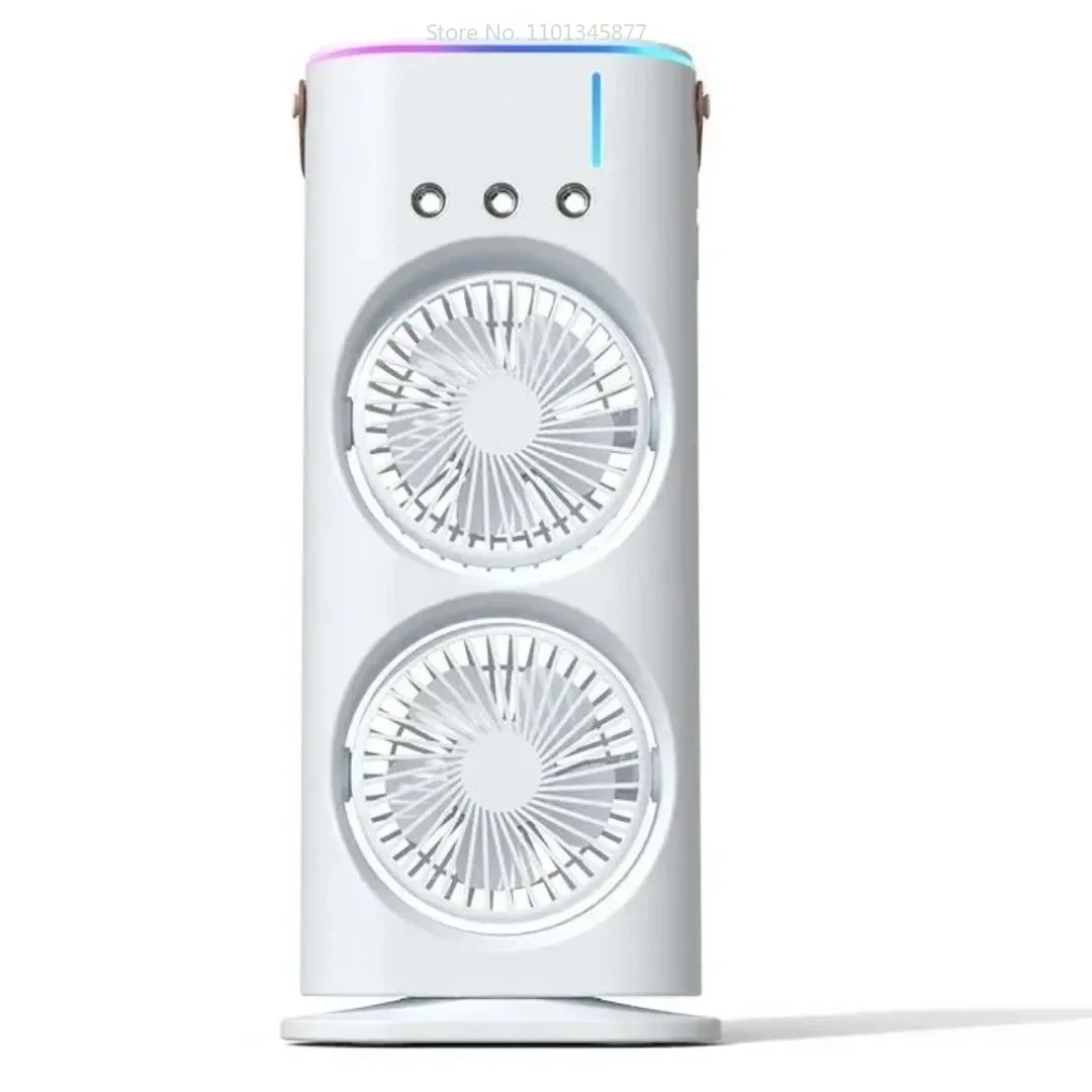 

Water Mist Electric Fan USB Power Dual-head Floor Twin Tower Water with Mist Fan Not Rechargeable Mini Air Conditioner