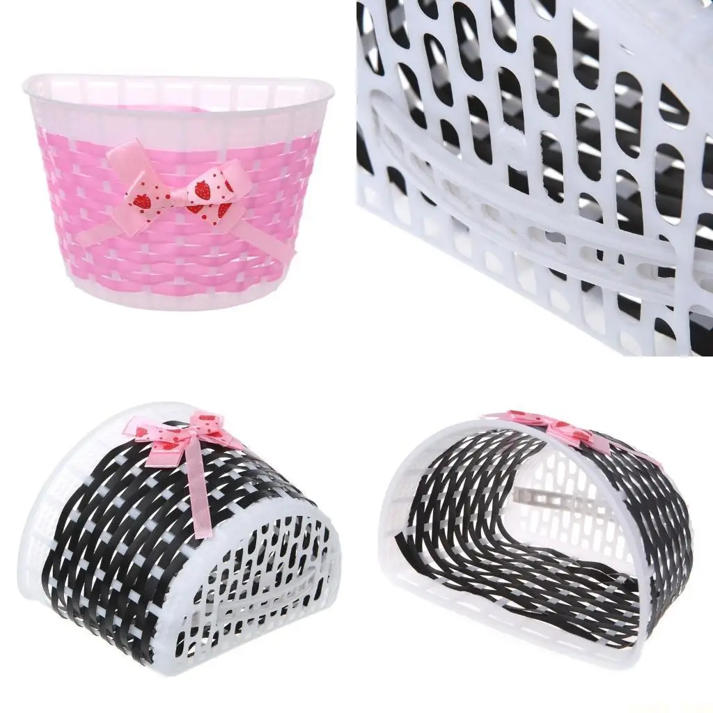 

U2JB велосипедная корзина для скутера, детская велосипедная пластиковая вязаная сумка ручной работы с бантиком спереди