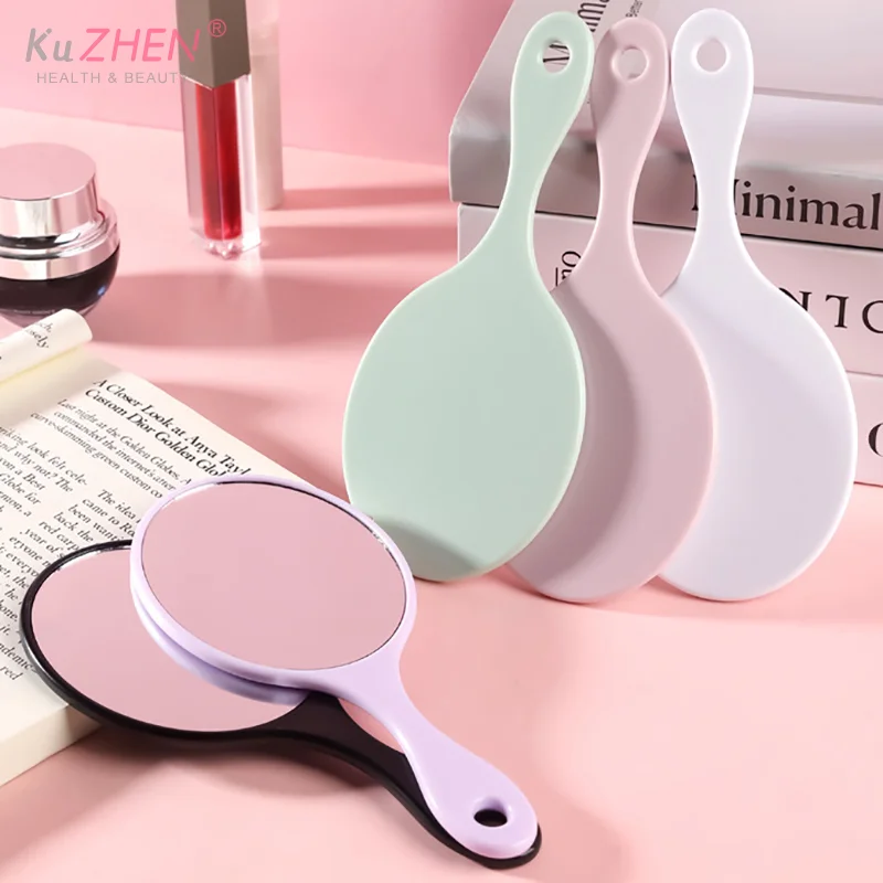 1 * miroir de maquillage à main miroir de vanité de maquillage rond avec poignée miroir à main SPA Salon miroirs compacts miroirs cosmétiques pour les femmes