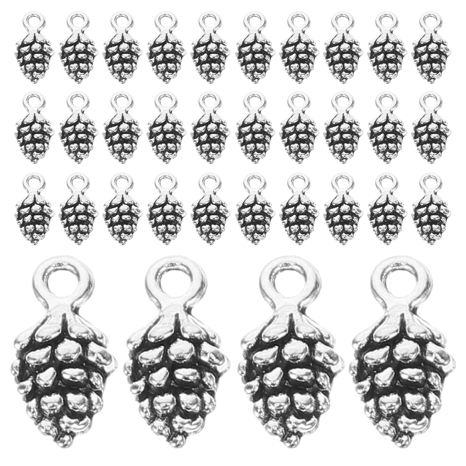 

50 Pcs Christmas Alloy Pendants Holiday Decor Xmas White Ornaments DIY Metallic Line for Necklace