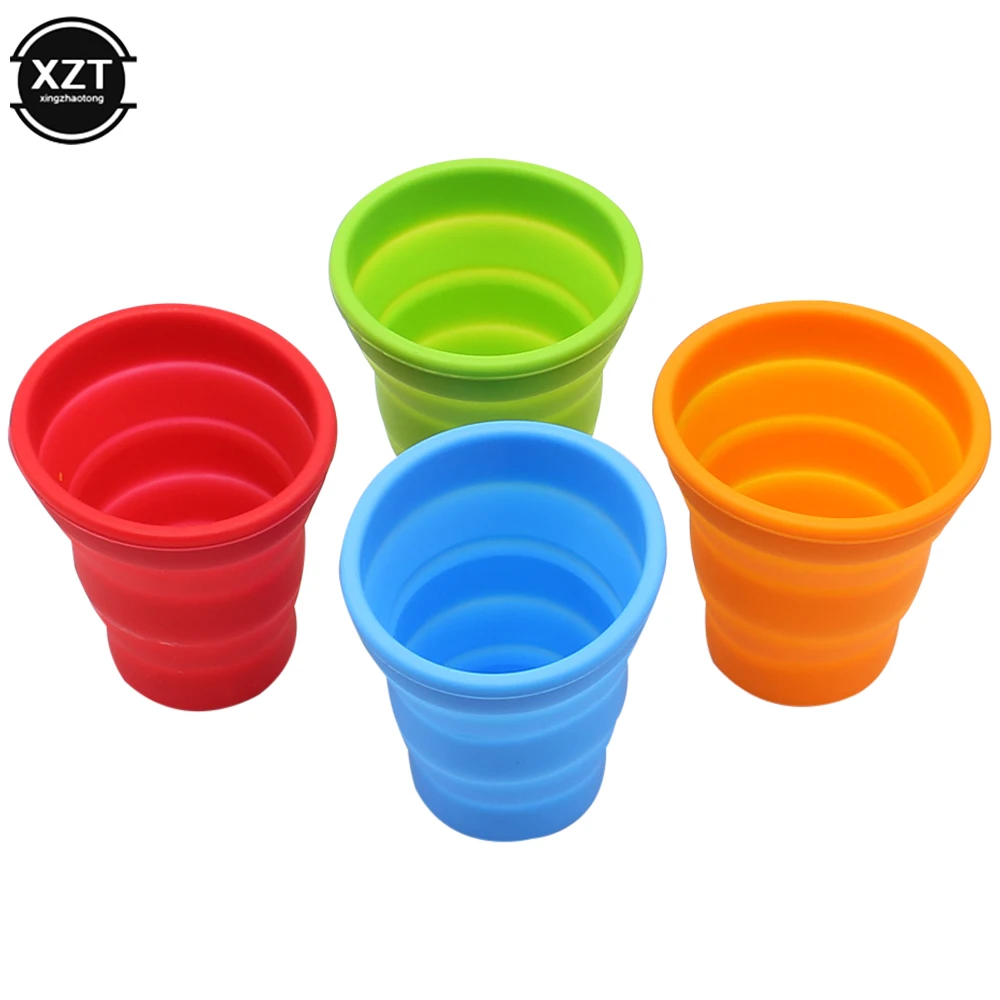 Portable Folding Glass Silicone Cup Retractable Mug High-temperature Resistant Food Grade Water Cup for Outdoor Travel 200ml