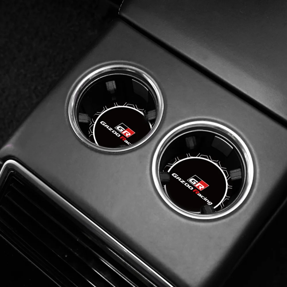 2PCS For Toyota GR GAZOO Racing GR-Sport Car-Styling Silica Gel Car Coasters Anti-slip Pad Auto Anti-skid Cup-Holder Accessories