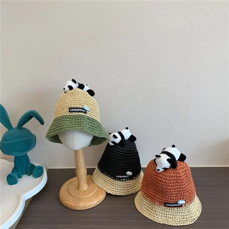 

Summer Baby Straw Hats Lovely Panda Accessories Kids Boys Girls Sun Hats Beach Caps Children Fisherman Hat