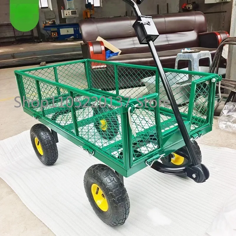 Net Car, Tool Car, Four-wheel Trailer, Cargo Truck, Heavy-duty Warehouse Handling Vehicle, Agricultural Handcart, Garden Net Car