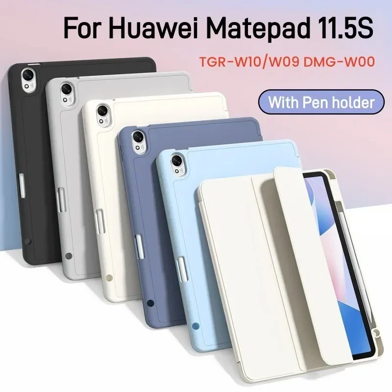 For Huawei MatePad 11.5S Cover 2025 2024 Trifold Stand Flip Soft Back Case with Pen Holder for Huawei MatePad 11.5 Tablet Cases