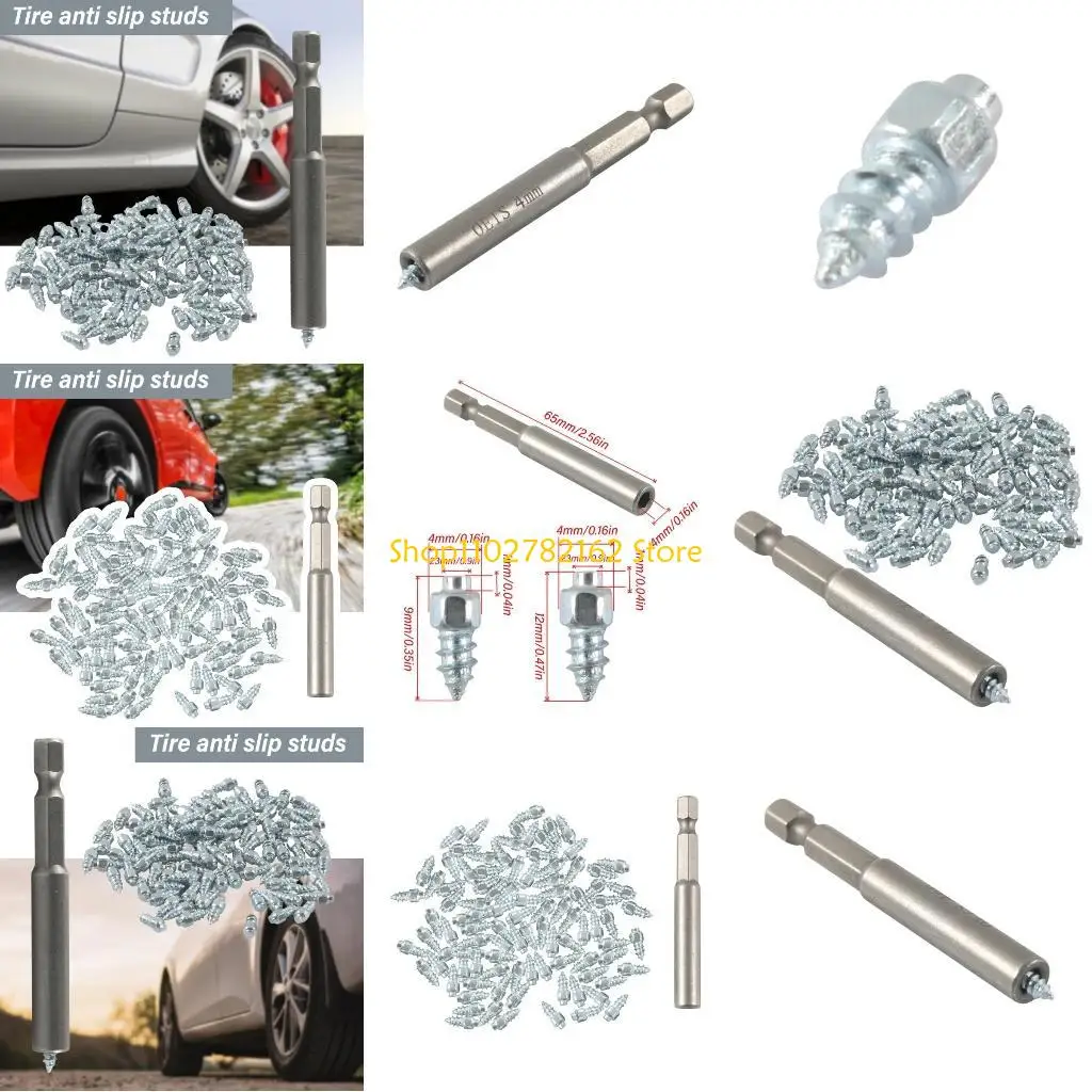 

547B 100Pcs Car Tire Studs Screws Nails Wheel Tyre Snow Spikes Set Antislip 9/12mm