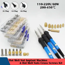 Brass Hot Melt Threaded Insert Nut Iron Tip 3D Printer Accessorie Heating Nut  Stainless Screw Bolt Insertnut Kit M2 M2.5 M3 M4
