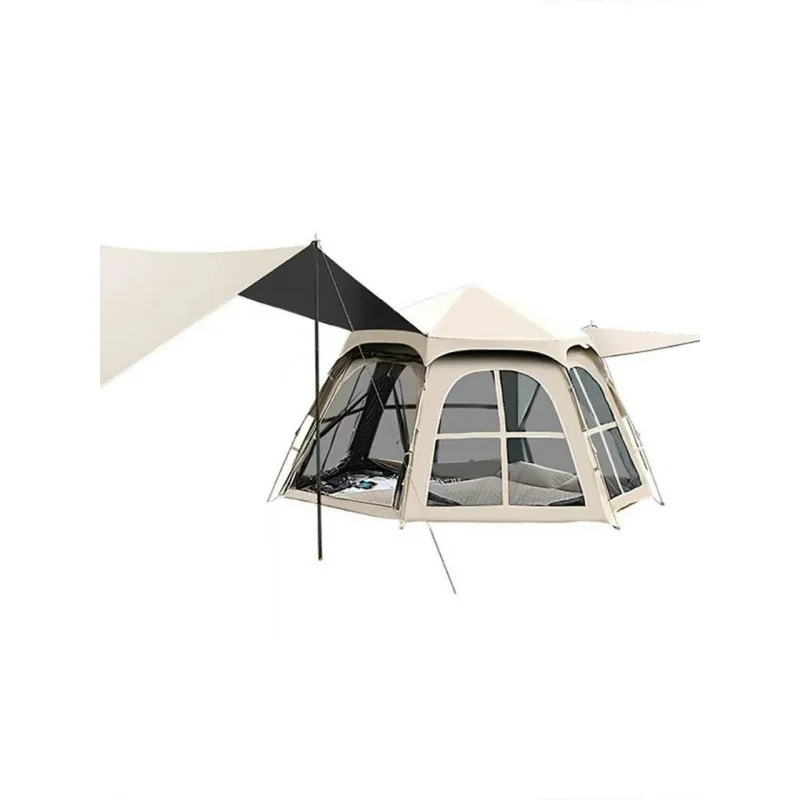 

Outdoor portable tent canopy two-in-one folding camping equipment full set of thickened silver-coated sunscreen camping tent