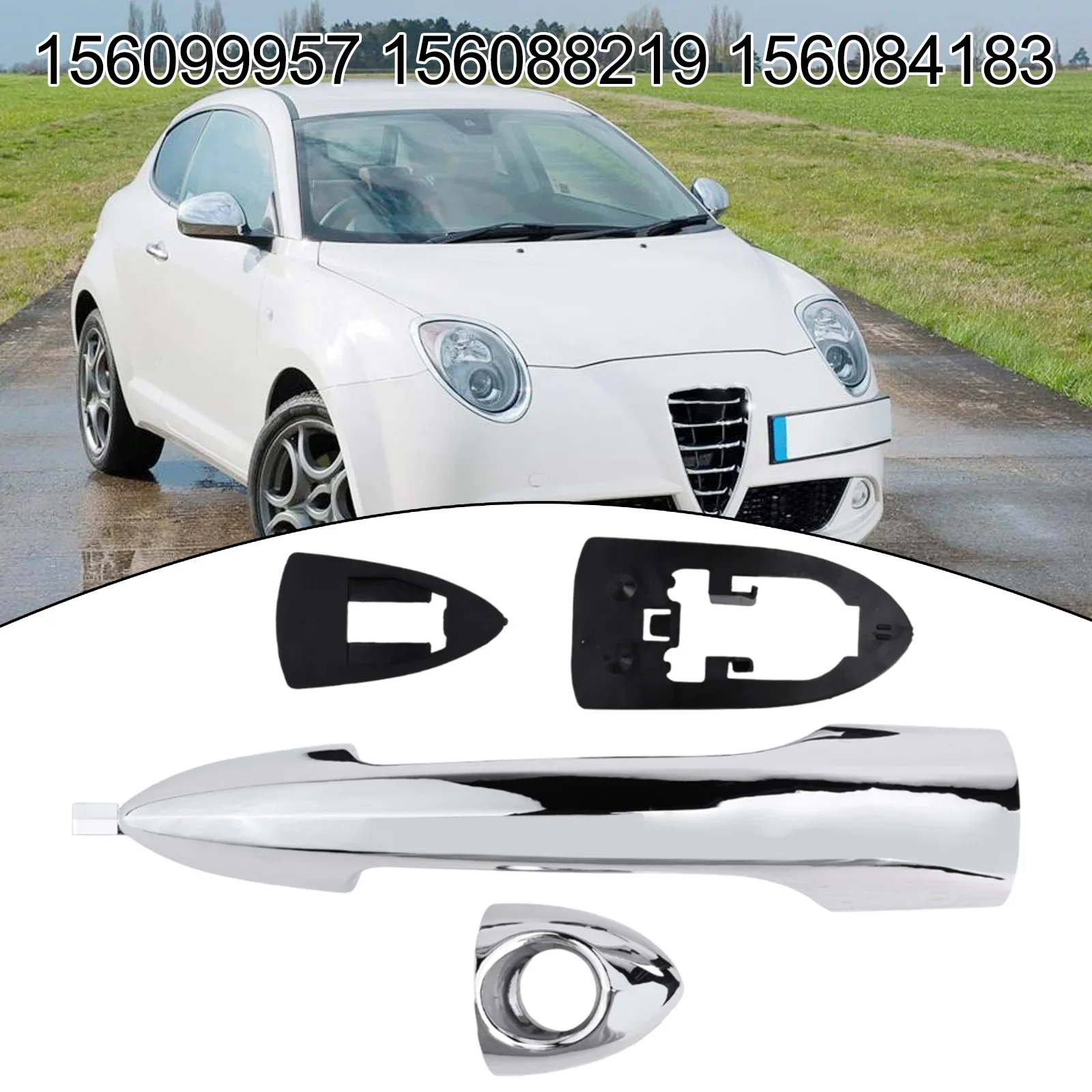 Outer Door Handle- Silver ABS 156099957- For AlfaRomeo- For Mito For Giulietta- For Lancia- For Ypsilon- Exterior- Door Handles-