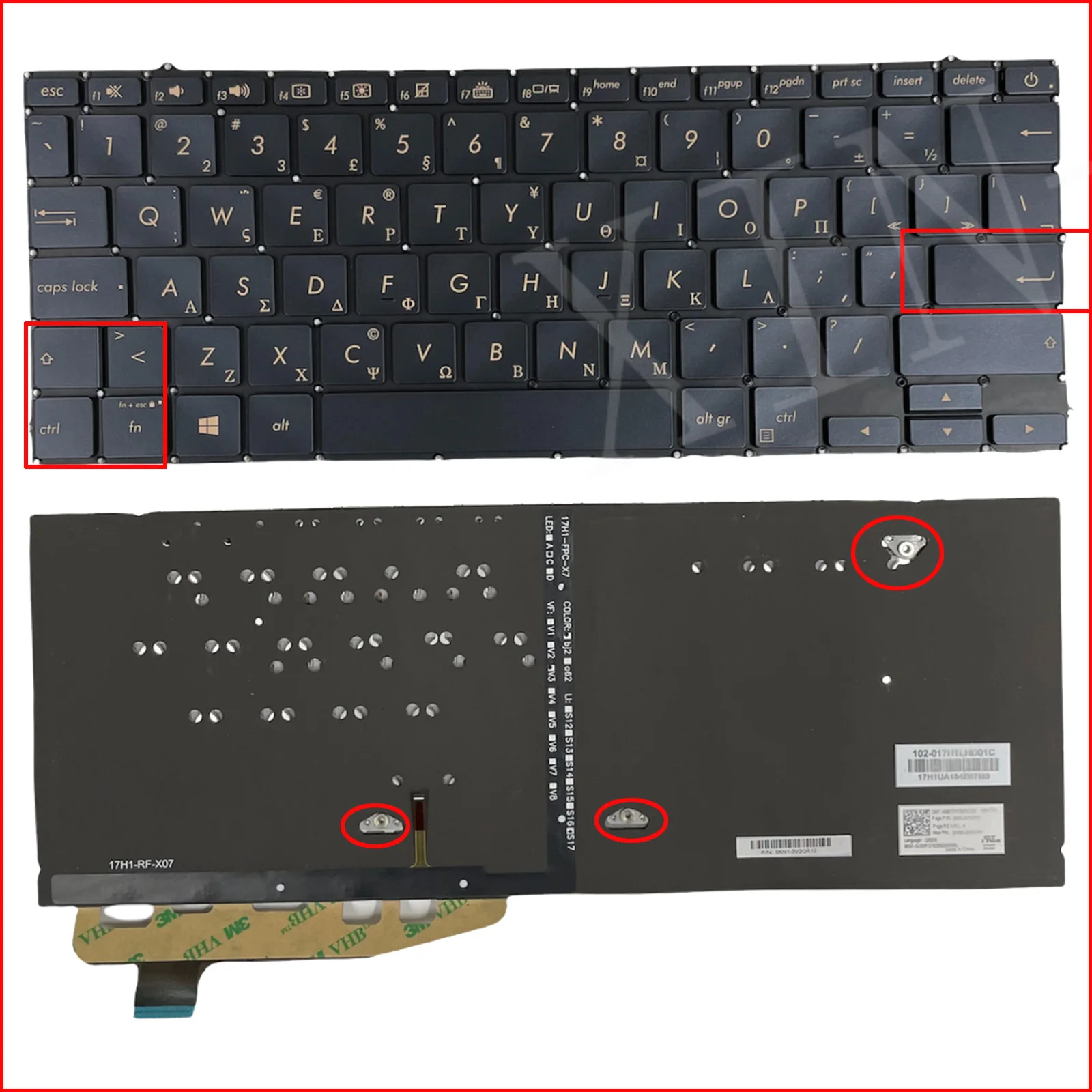 Πληκτρολόγιο Geek Backlit Laptop Keyboard for ASUS ZenBook S UX391U UX391F UX391FA UX391UA GR Layout