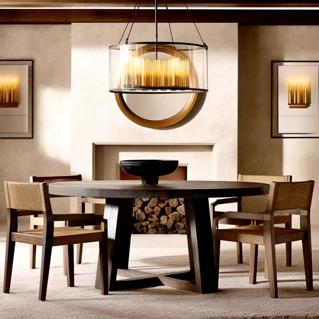 Luxury Solid Wood Dining Table Chairs Master Design Customized Size 6-Seats Durable for Dining Room Hotel Villa