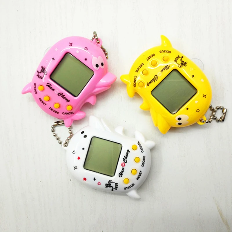 Cute Dolphin Classic Nostalgia Pet Game Machine Creative Fun Virtual Pet Raising Mini Handheld Electronic Game Machine