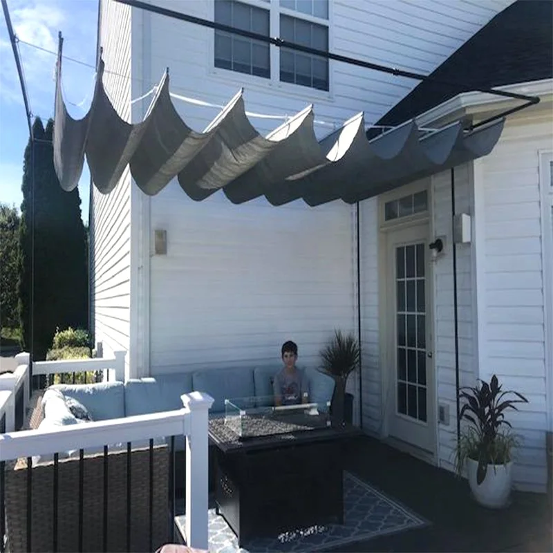 New 2.5x3m~3x6m 300D Waterproof Polyester Telescopic Wave Sunshade Net Home Garden Gazebo Pergolas Rainproof Sliding Canopy