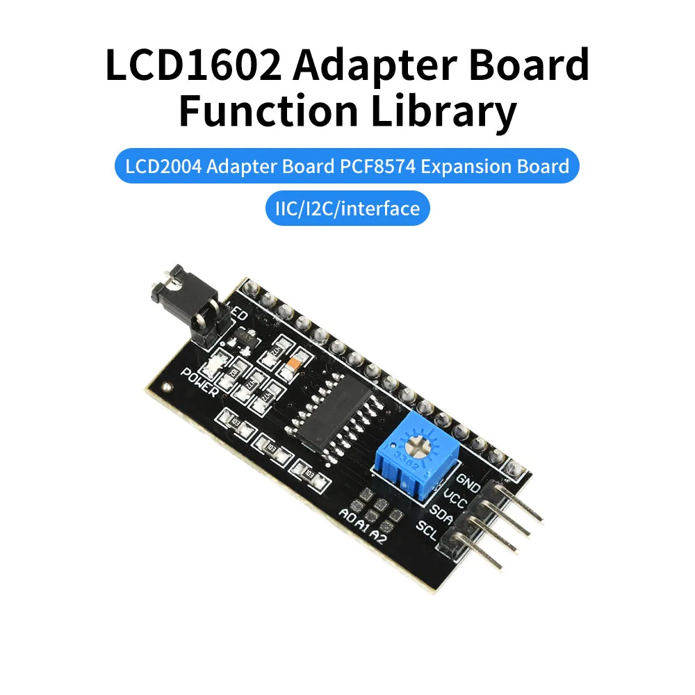 Placa de expansión DC 3-6V PCF8574 con interfaz I2C para LCD1602/2004, contraste ajustable y control de retroiluminación