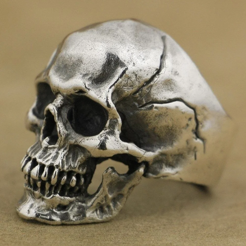 Retro Skull คุณภาพโลหะผสมตลกฮาโลวีนเครื่องประดับรูปร่างพิเศษบุคลิกภาพฝีมือดี Safe Time