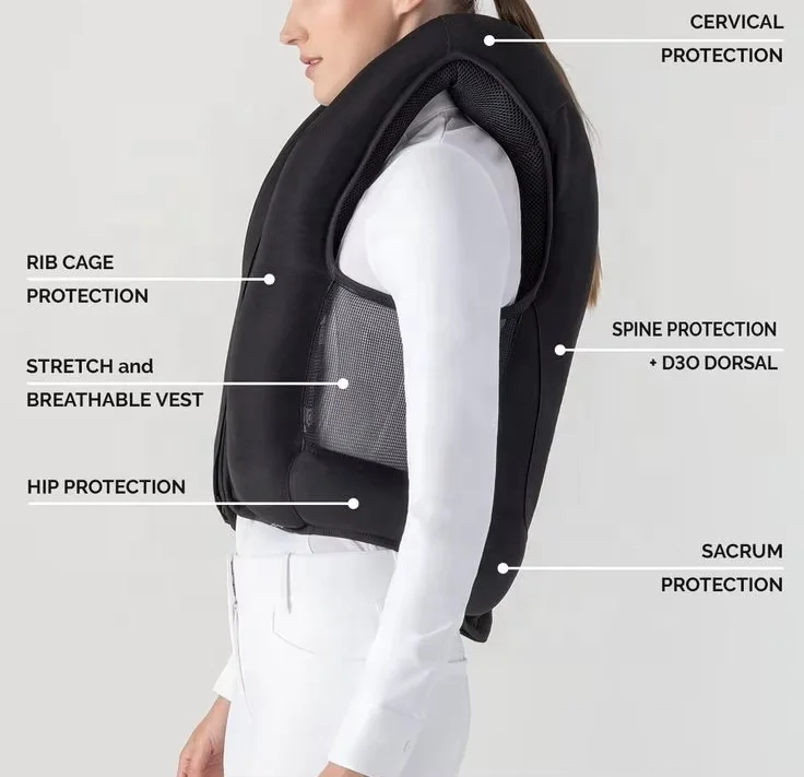 Equestrian riding airbag vest and jacket Durable nylon and elastane material protection Racing model vest view 5