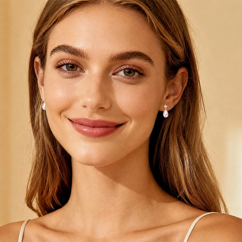 Oxtao Leaf & Pearl-Detail Drop Earrings — product information 7