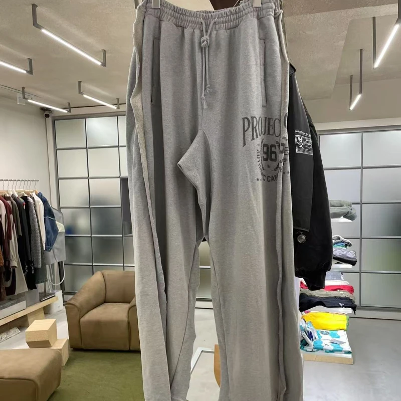 Stitching PROJECT Pants High Street Irregular Cut Loose Mopping Printed Men's Women's Sweatpants