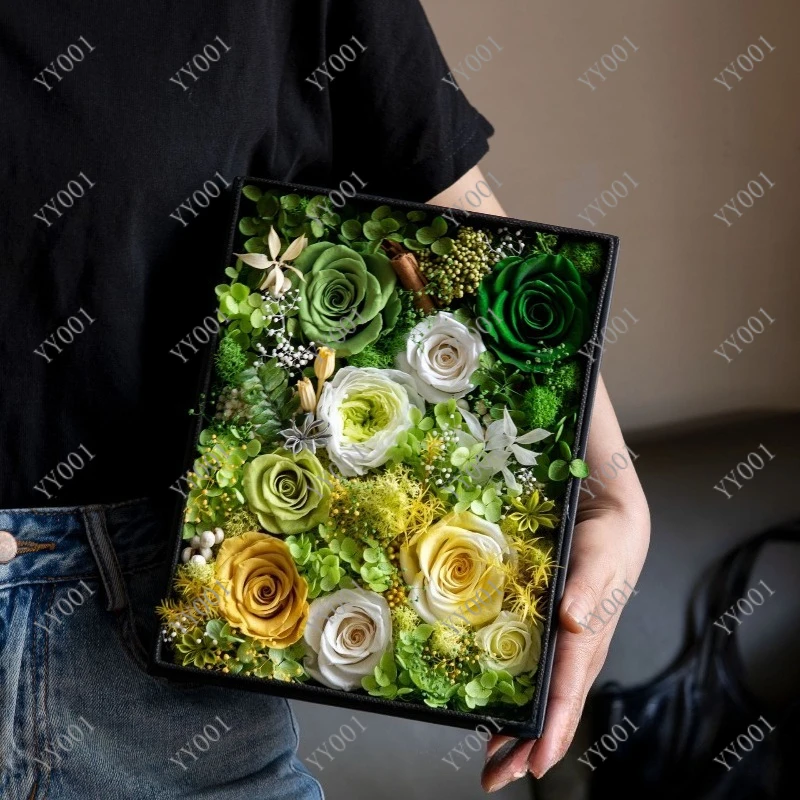 Eternal Flower Leather Box Real Fresh Rose Preserved Decorative Gift for Mom Festival