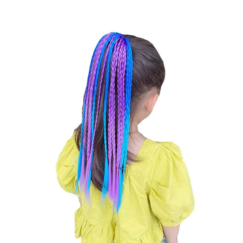 1PC nuove ragazze parrucche colorate coda di cavallo accessori per capelli per bambini fascia per capelli ornamento per capelli fasce elastici fasce