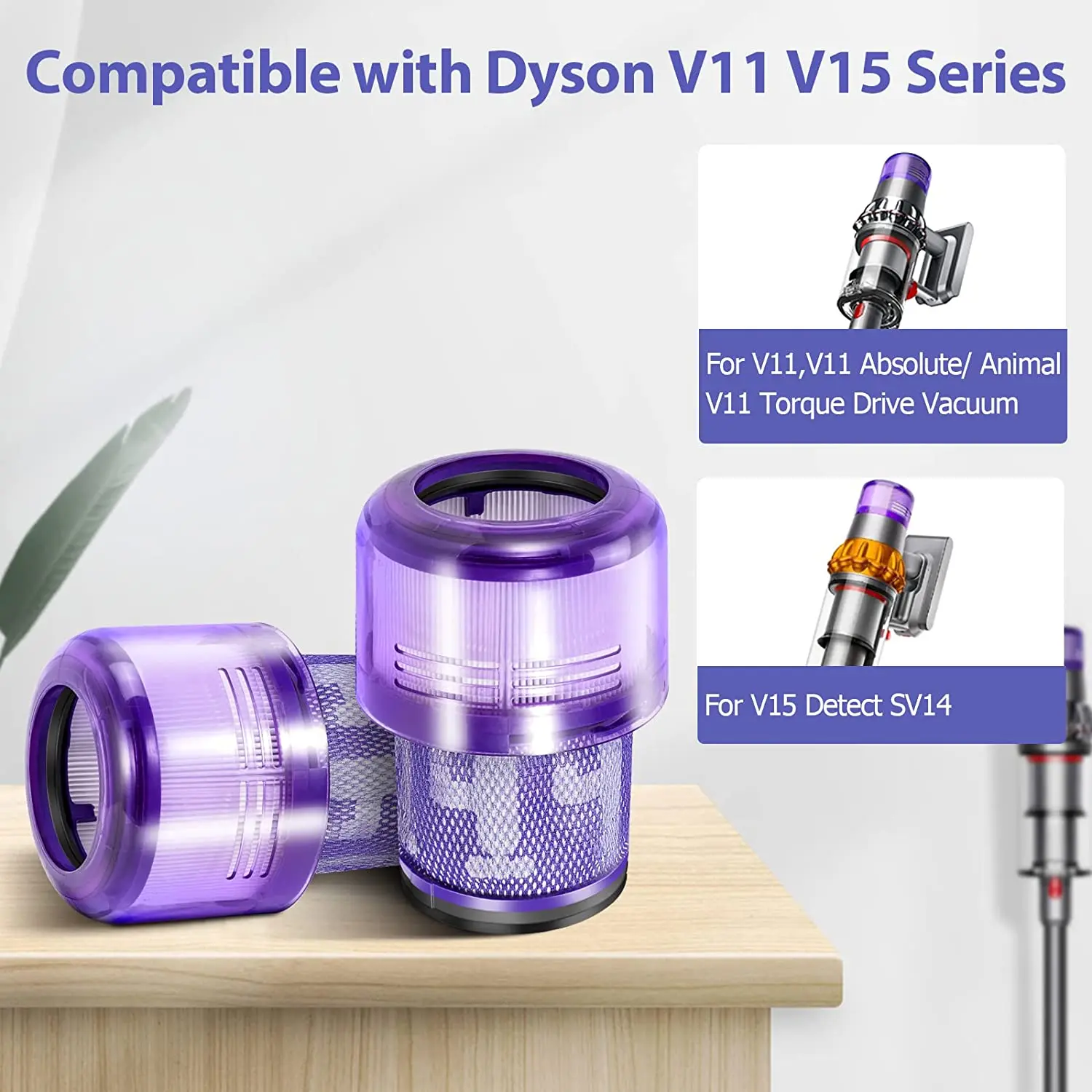 2 Stück waschbare, wiederverwendbare Filterelemente für Staubsauger, Ersatzteile, kompatibel mit Dyson V11, V15, SV14, SV17, SV22, langlebiger Staubfilter, Zubehör für die tägliche Bodenreinigung und