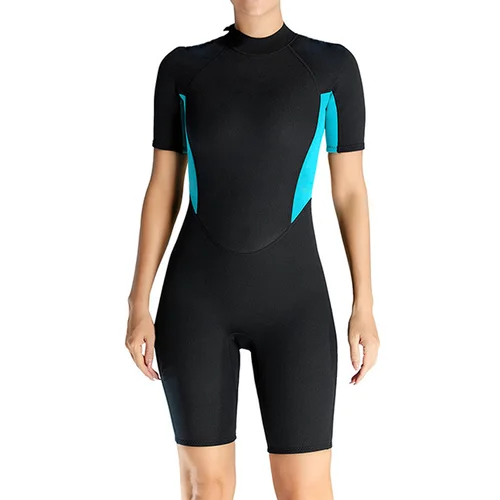Imagen 1 del producto Traje de neopreno corto para mujer, trajes de baño deportivos de una pieza de neopreno de 3mm, traje de buceo con cremallera trasera para snorkel, surf, kayak