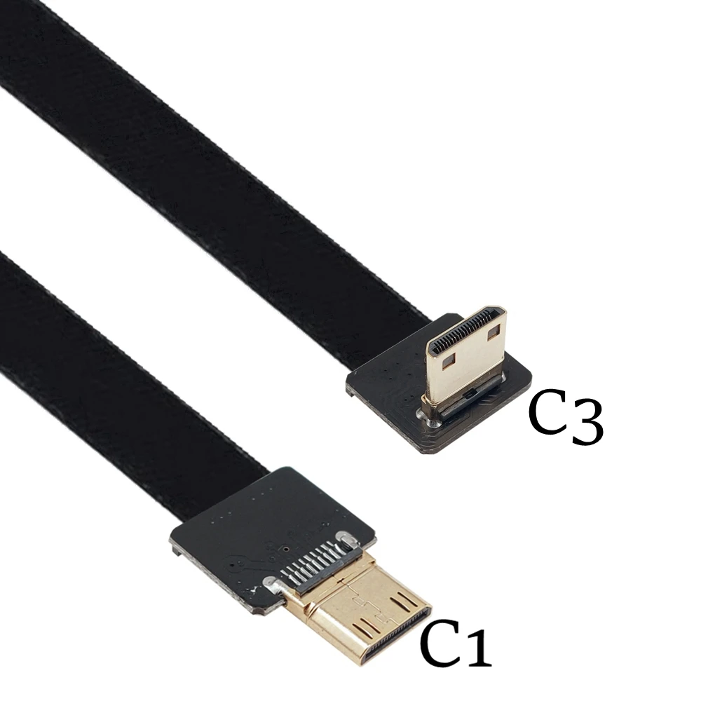 MINI HDMI-Mini HDMI محول 90 درجة 5 سنتيمتر-100 سنتيمتر شقة FPC الشريط FPV HDMI-كابل خطوة 20 دبابيس للتصوير الجوي مولتيكوبتر