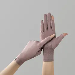 Spring Summer Thin Gloves Women Touch Screen Gloves Anti-UV Breathable Non Slip Riding Driving Gloves