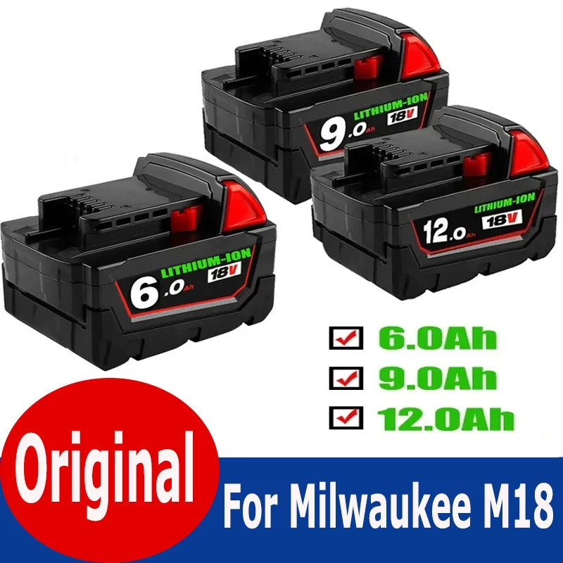 For Milwaukee M18 Battery 18V 6.0Ah 9.0Ah Replacement Lithium Battery for Milwaukee M18 48-11-1815 48-11-1850 2604-22 Battery