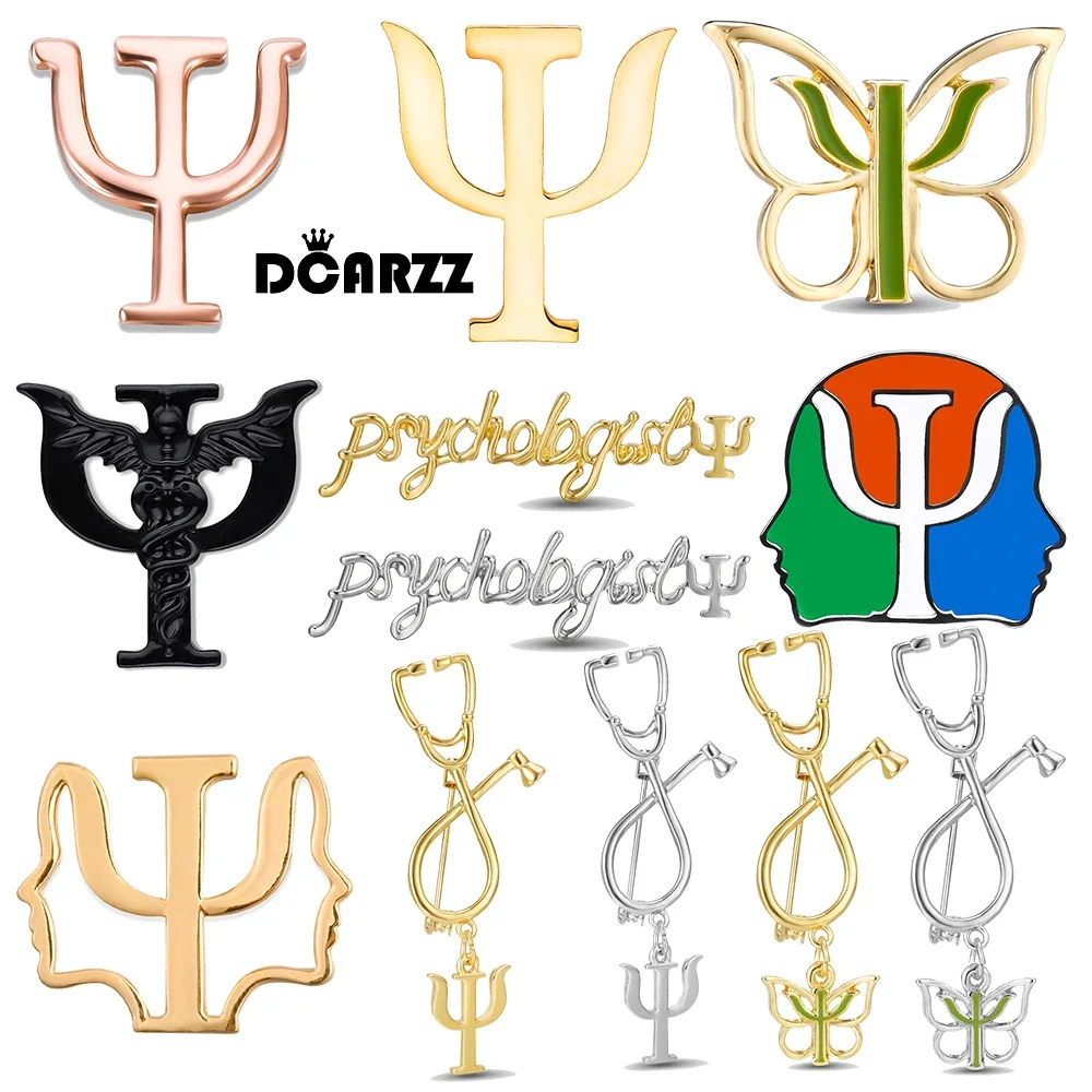 DCARZZ Psychology Psi Brooches Medical Charm Backpack Lapel Pins Badge Medicine Jewelry for Psychologist Doctor Nurse