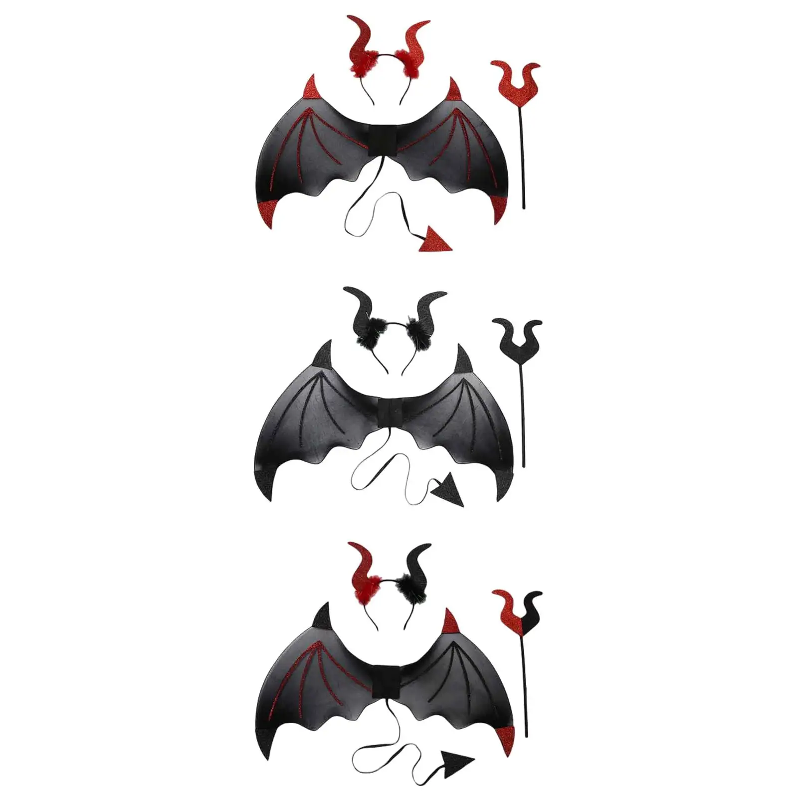 

Halloween Devil Costume Set Devil Wing Kids Adults with Fork Men Women with