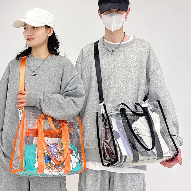 

PVC Transparent Fitness Training Bag Large Capacity Hand Luggage Bag Lightweight Waterproof Clear Tote Bag Handbags for Camping