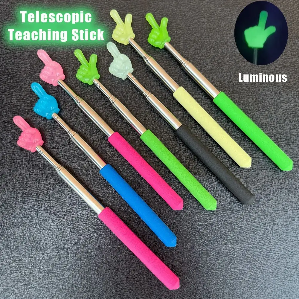 Stainless Steel Teaching Pointer Telescopic Rod Luminous Teaching Stick Finger Design Classroom Finger Pointer