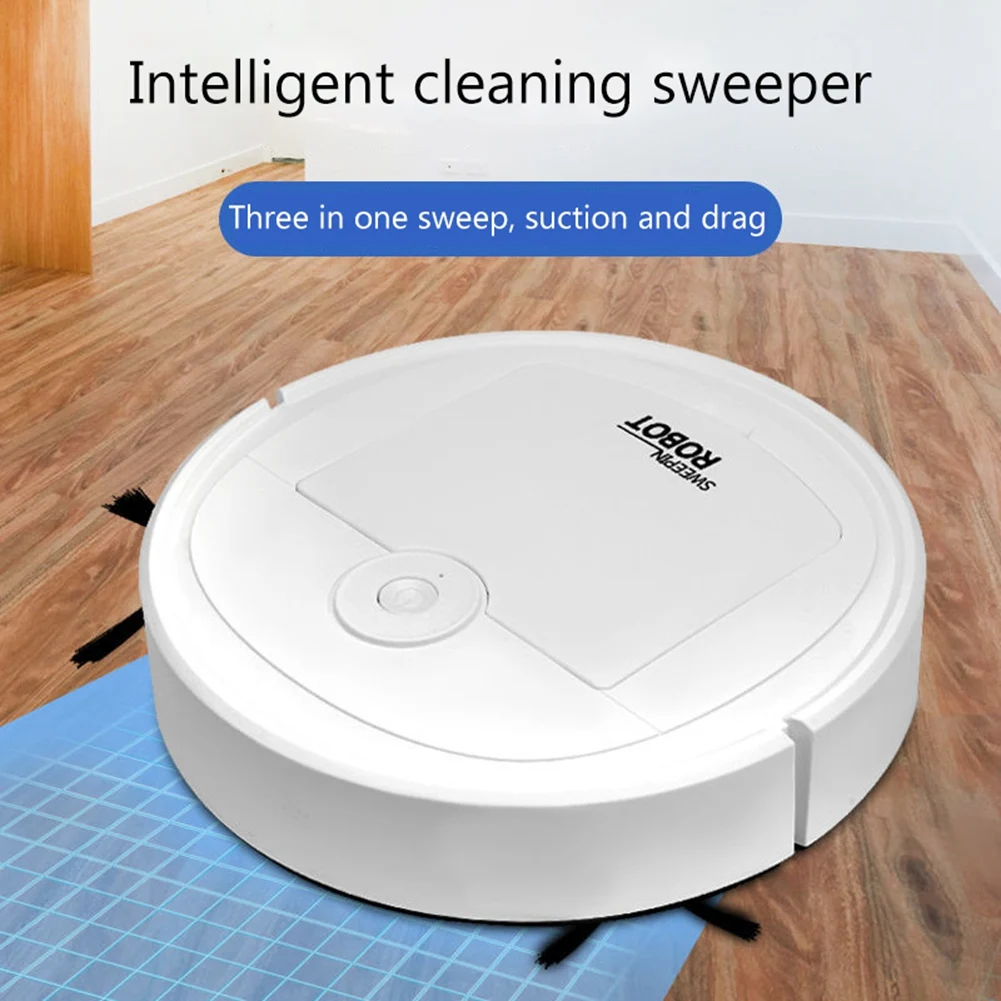 Robotic Vacuum Intelligent Low Noise Floor Sweeper Dust Catcher Carpet Cleaner ,White