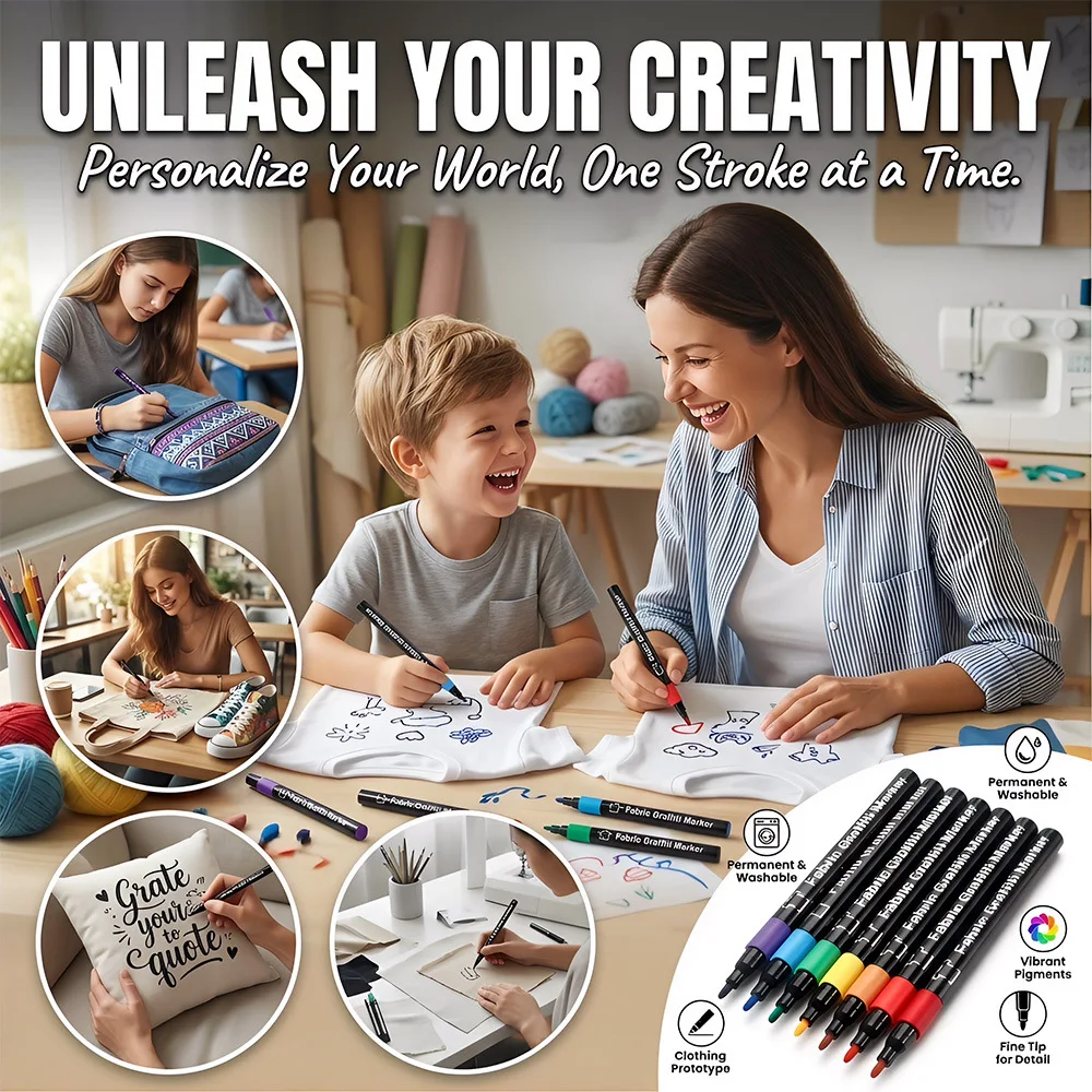6-24 Colors Fabric Markers Pens Set Fine Point Indelible Permanent Textile Paint for Art Painting Supplies