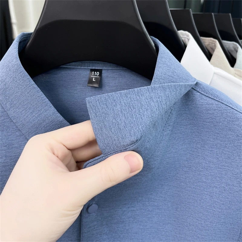 Original Herren Langarm-Poloshirt, schnelltrocknend, atmungsaktiv, mit Revers und Knöpfen, exquisiter Buchstabendruck, Herbst-Freizeit-Sportbekleidung für Herren – Detail 8