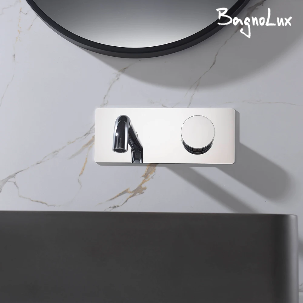 

Полированный хромированный смеситель для раковины, смеситель для скрытого регулирующего клапана, настенный смеситель для ванной комнаты, смеситель для раковины с одной ручкой для горячей и холодной воды