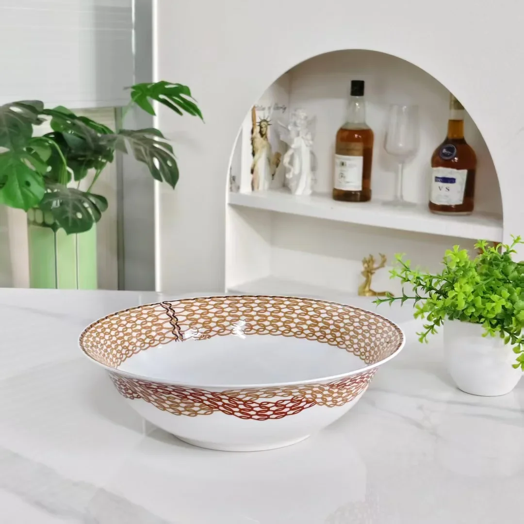 9 Inches Bone China Soup Deep Bowl 23x23x6.5cm Porcelain Big Bowls