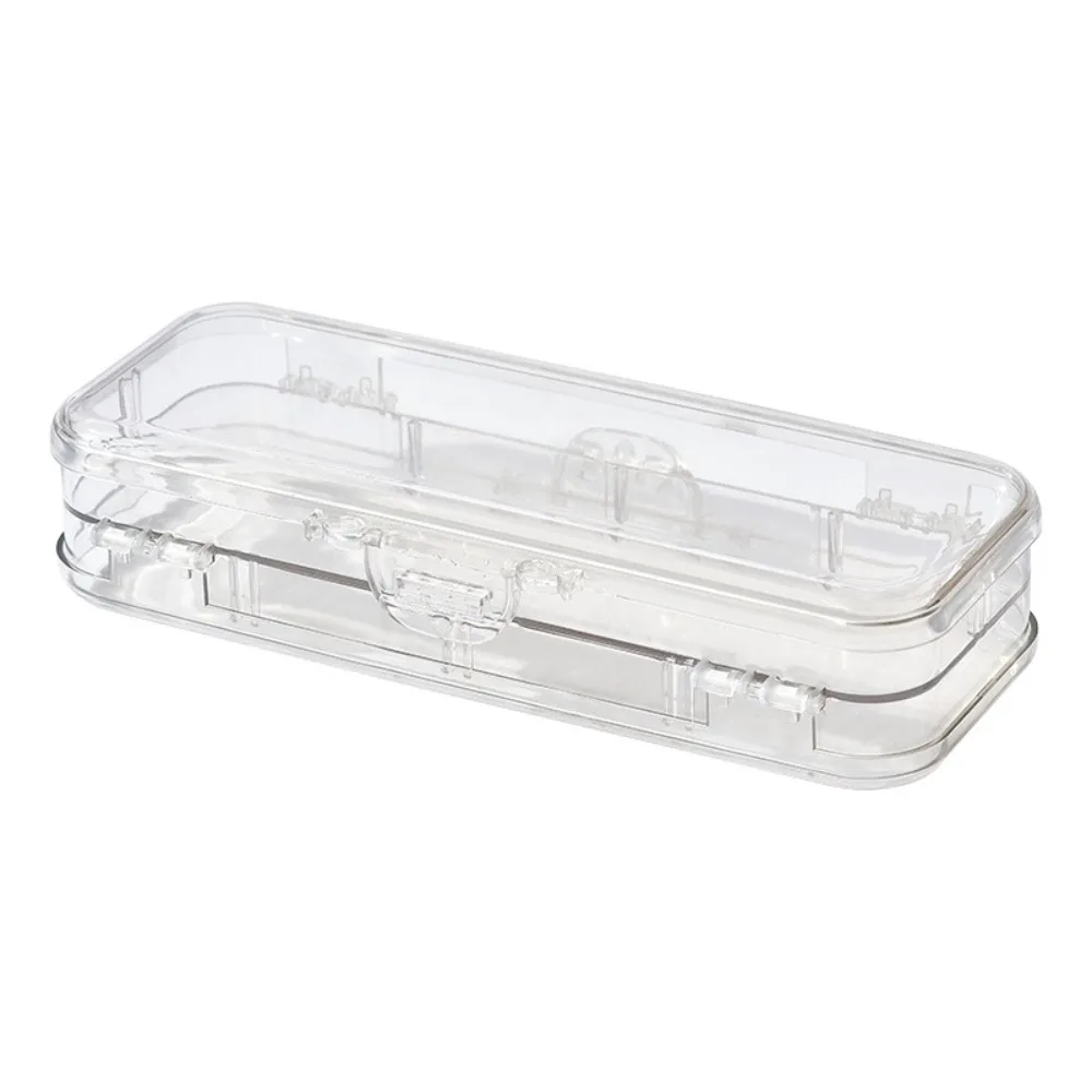 

New Double Deck Pencils Box Clear With Snap Lid Pen Case Removable Ruler Dividing Large Capacity Stationery Box Students
