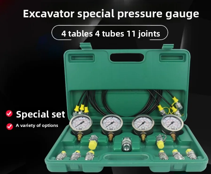 Portable Excavator Hydraulic Pressure Test Kit with Gauge for Digger Maintenance