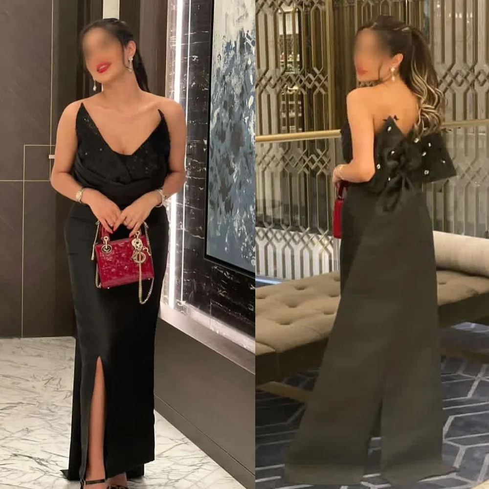 Vestidos de baile sem alças para mulheres, arcos com bainha, costas abertas, vestido de noite com tafetá, elegante, luxo, 2023