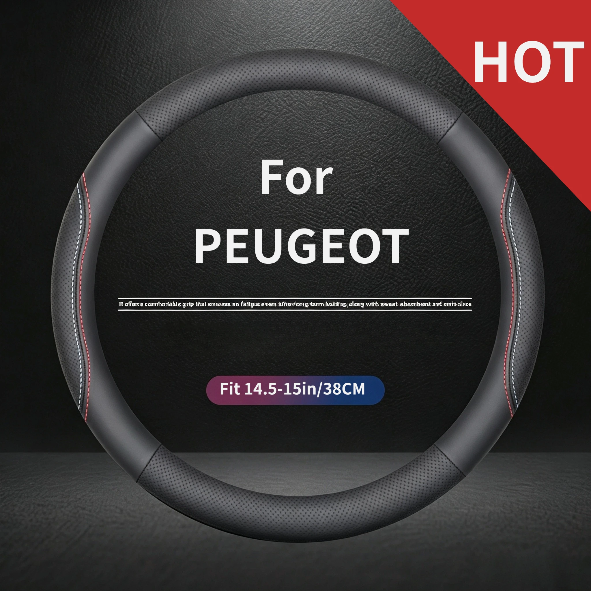 15 inch/37-38CM Anti-Slip Elegant Steering Wheel Cover for Peugeot 3008 5008 50 / 508 SW Rifter Traveller Expert Car Accessories
