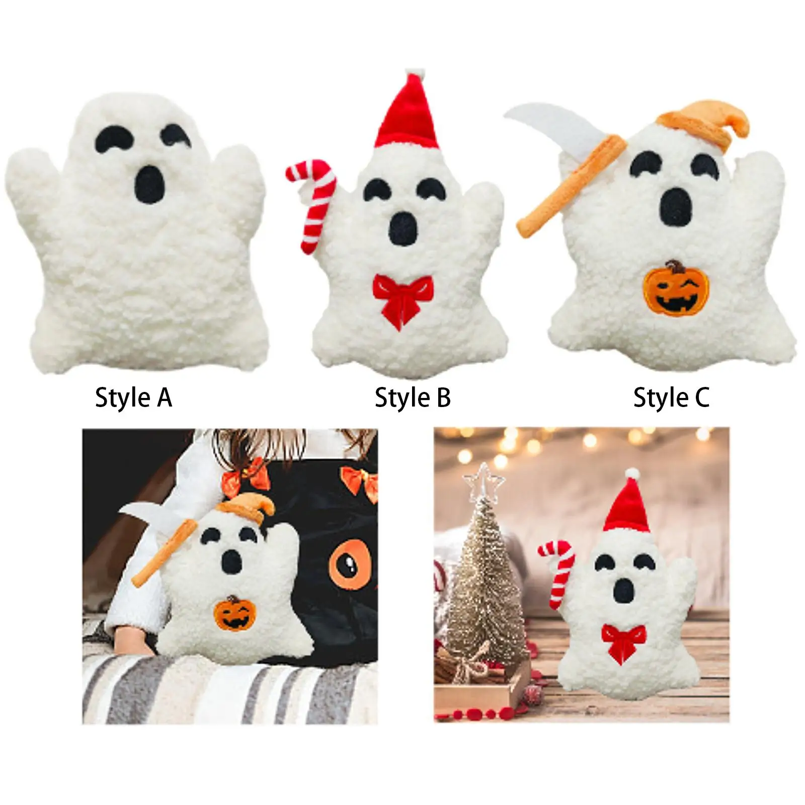 Halloween Decoration Comfortable Photography Props Wear Resistant for Bedroom 7.8inch Plush Ghost Throw Pillow Toy Chair Pillow