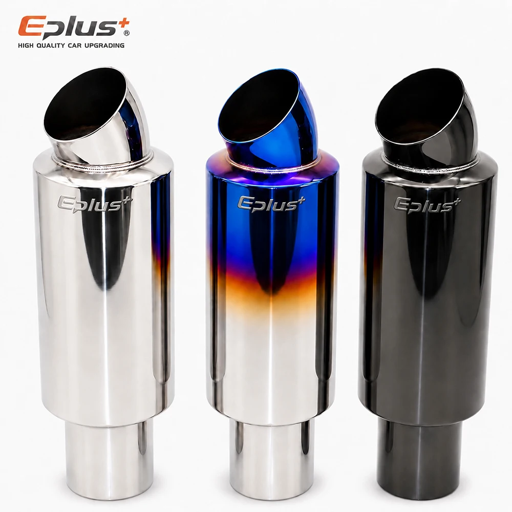 EPLUS Universeller Auspuff-Resonator aus Edelstahl für Auto & Motorrad, Auspuff-Endstück, Einlass 51/63/76mm