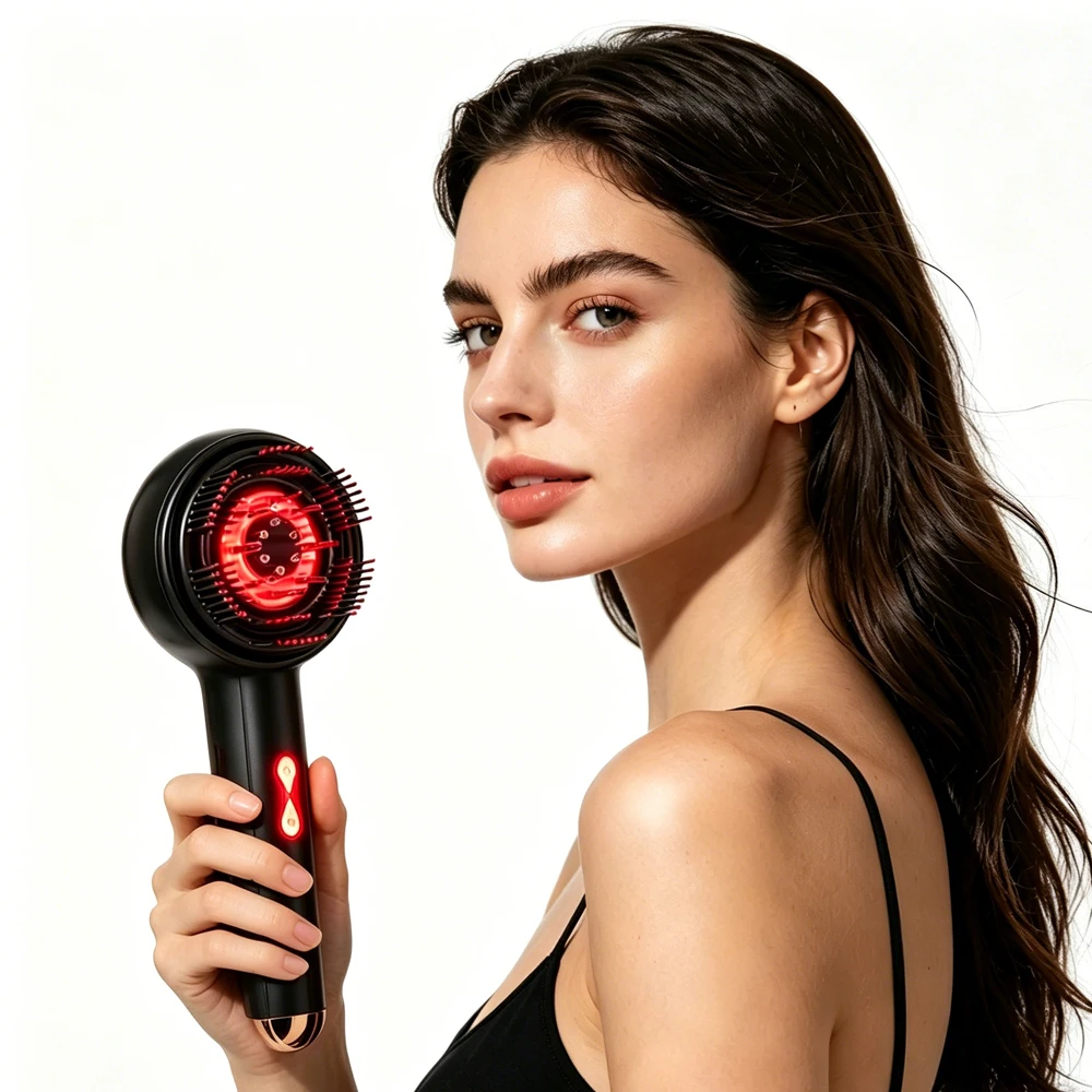 Multi-Functional Electric Scalp Massage Comb 660nm Red Light Therapy Hair Growth Care Anti-Hair Loss Essential Oil Application