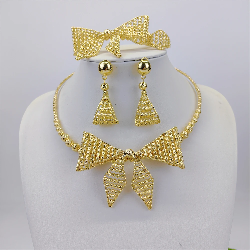 ESALE Bow Jewelry Big Set 2026 New Fashion Necklace Bracelet Earring Ring For Women Mother's Birthday Gift Party Jewell