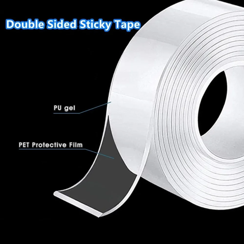 Double Tape Suit Super Strong Double Sided Adhesive Tape Washable Reusable Waterproof Transparent for Kitchen Bathroom Supplies