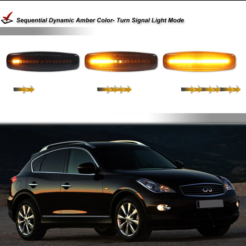 2 pezzi dinamico parafango indicatore di direzione LED indicatore laterale per Nissan Fuga GY50 Murano Z51 Pathfinder R52 Skyline V36 Infiniti EX25